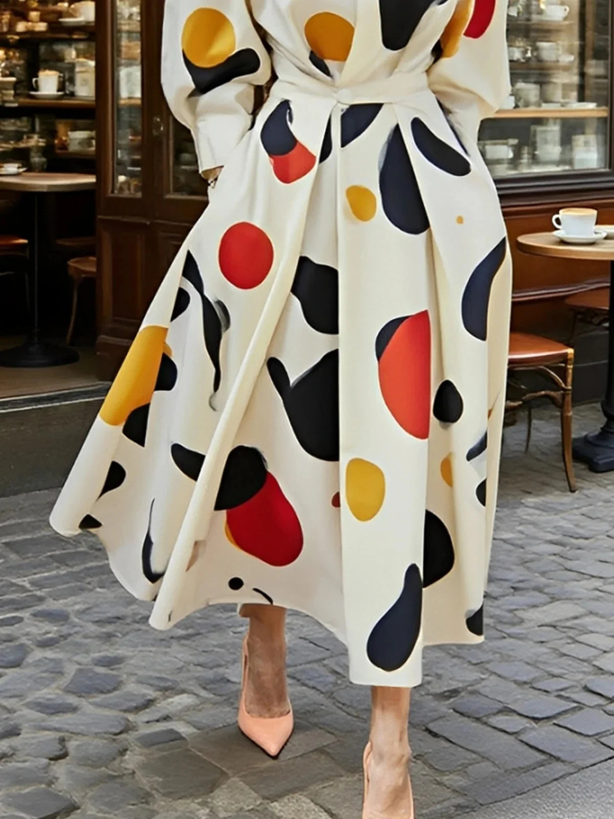Modigirl Classy Shirts Long Dresses Woman 2025 Spring Fall Printed Elegant Clothes Long Sleeves Womens Urban Pleating Maxi Dress