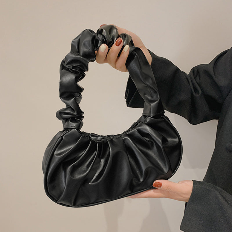 Fashion Pleated Handlebags for Women PU Cloud Bags Leisure Armpit Bag Shopping Shoulder Bags Dumpling Handbag Female Hand Bags
