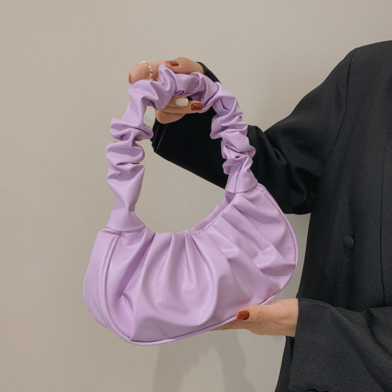 Fashion Pleated Handlebags for Women PU Cloud Bags Leisure Armpit Bag Shopping Shoulder Bags Dumpling Handbag Female Hand Bags
