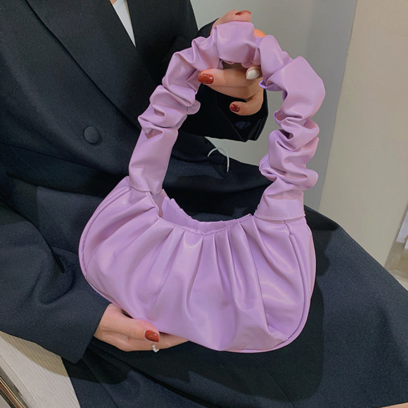 Fashion Pleated Handlebags for Women PU Cloud Bags Leisure Armpit Bag Shopping Shoulder Bags Dumpling Handbag Female Hand Bags