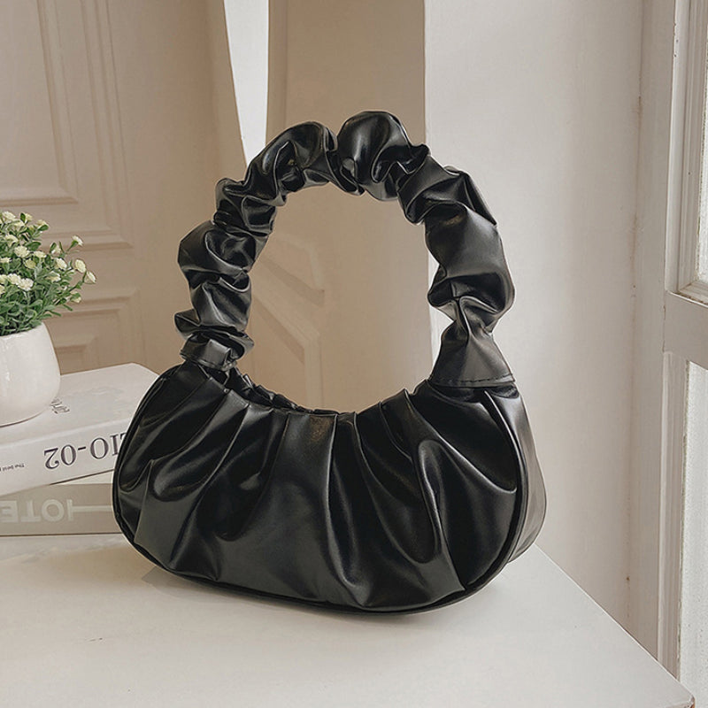 Fashion Pleated Handlebags for Women PU Cloud Bags Leisure Armpit Bag Shopping Shoulder Bags Dumpling Handbag Female Hand Bags