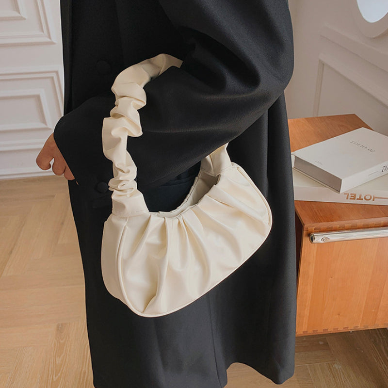 Fashion Pleated Handlebags for Women PU Cloud Bags Leisure Armpit Bag Shopping Shoulder Bags Dumpling Handbag Female Hand Bags