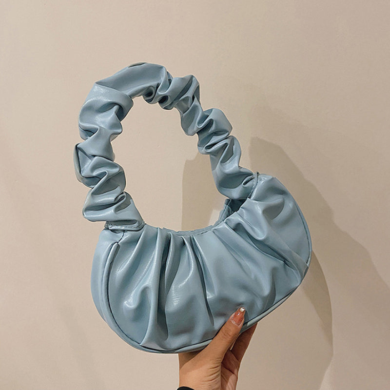 Fashion Pleated Handlebags for Women PU Cloud Bags Leisure Armpit Bag Shopping Shoulder Bags Dumpling Handbag Female Hand Bags
