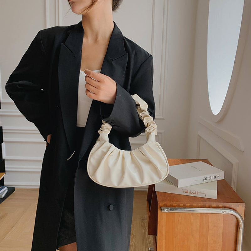 Fashion Pleated Handlebags for Women PU Cloud Bags Leisure Armpit Bag Shopping Shoulder Bags Dumpling Handbag Female Hand Bags