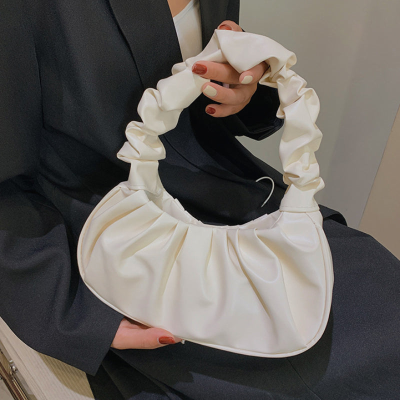 Fashion Pleated Handlebags for Women PU Cloud Bags Leisure Armpit Bag Shopping Shoulder Bags Dumpling Handbag Female Hand Bags