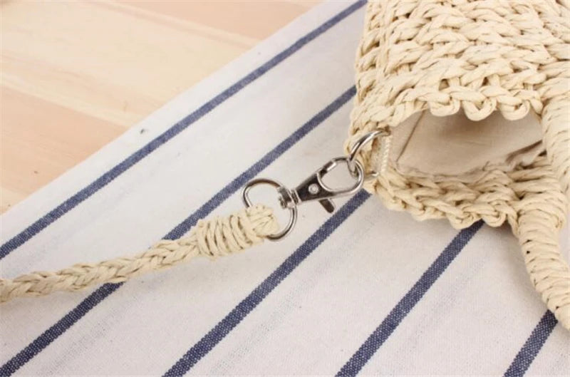 Yogodlns Handmade Half-Round Rattan Woven Straw Bag Summer Women Messenger Crossbody Bags Girls Small Beach Handbag New