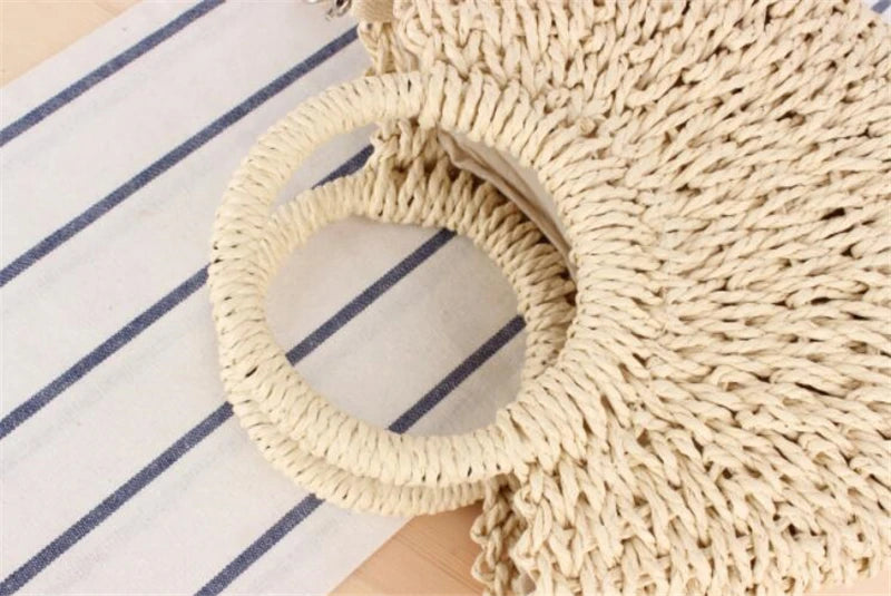 Yogodlns Handmade Half-Round Rattan Woven Straw Bag Summer Women Messenger Crossbody Bags Girls Small Beach Handbag New