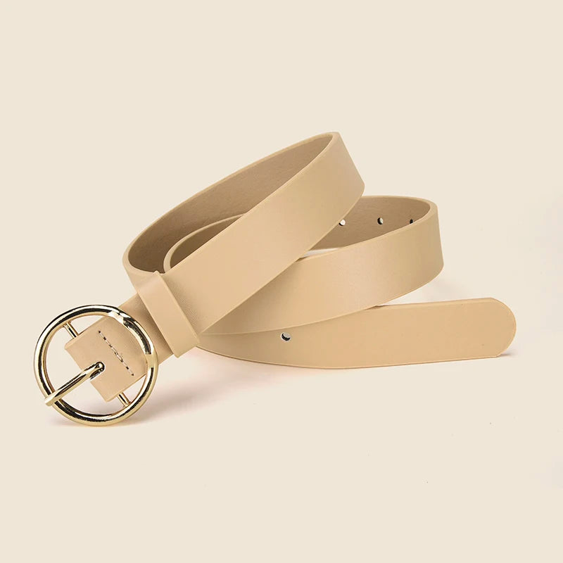 Personalized Women's Round Buckle Belt Paired With Skirt Jeans Belt Accessories Fashion Versatile Women's Birthday Party Gifts