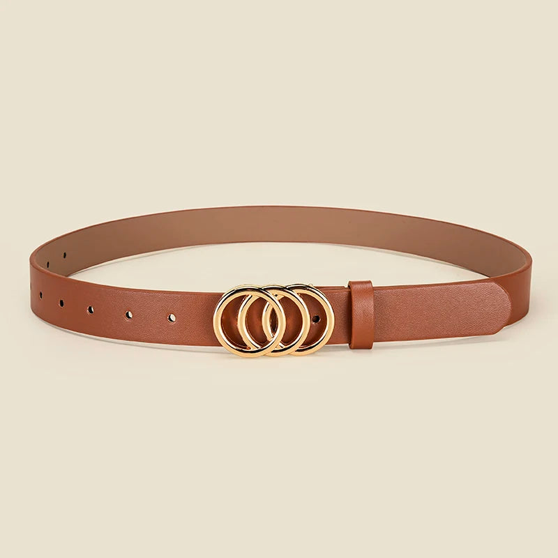 Personalized Women's Round Buckle Belt Paired With Skirt Jeans Belt Accessories Fashion Versatile Women's Birthday Party Gifts
