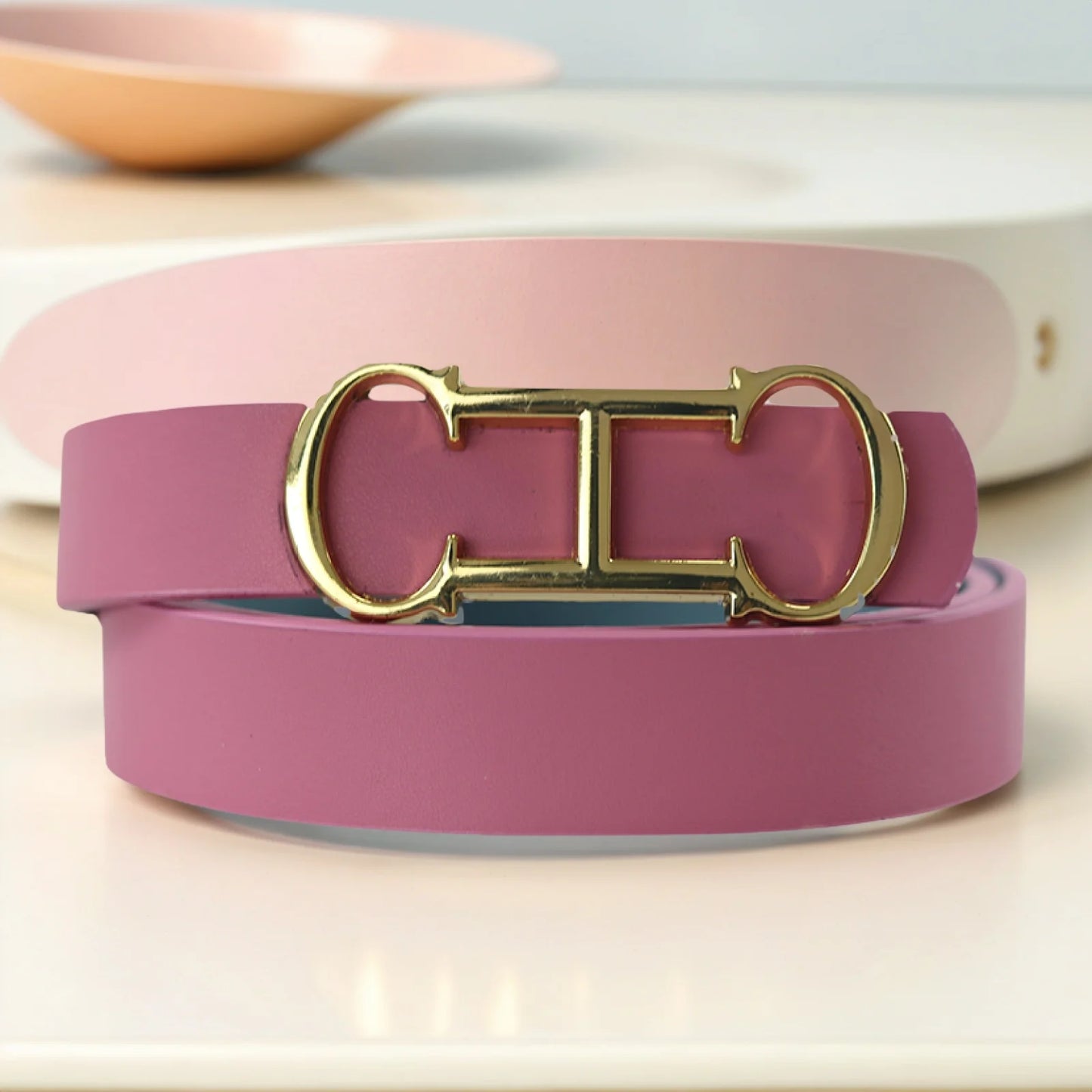 CH Fashionable Women's Belt Designer 2025 New PVC Material Length Adjustable Send Perforated Gift Box Package Women's Belt