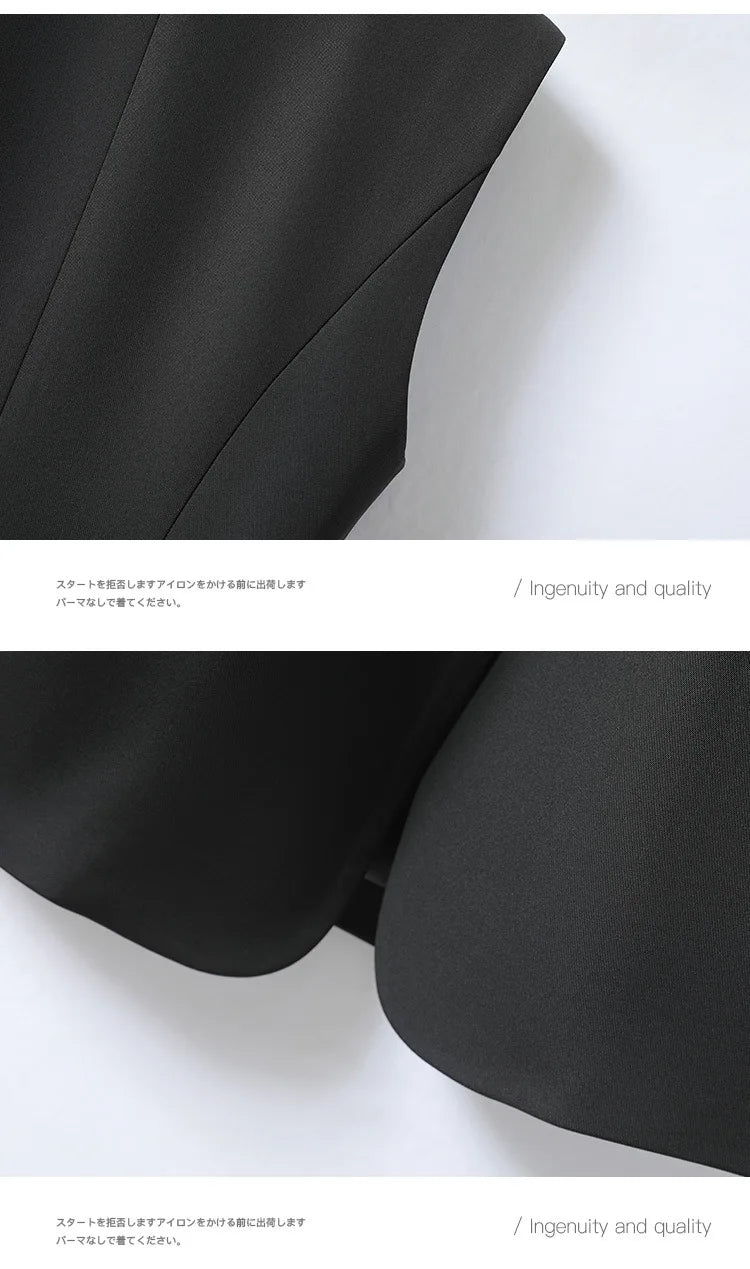 Black Suit Vest Women's Jacket Women's Vest 2025 Summer New Versatile Sweatshirt Collar Suit Jacket Trendy Commuting Vest