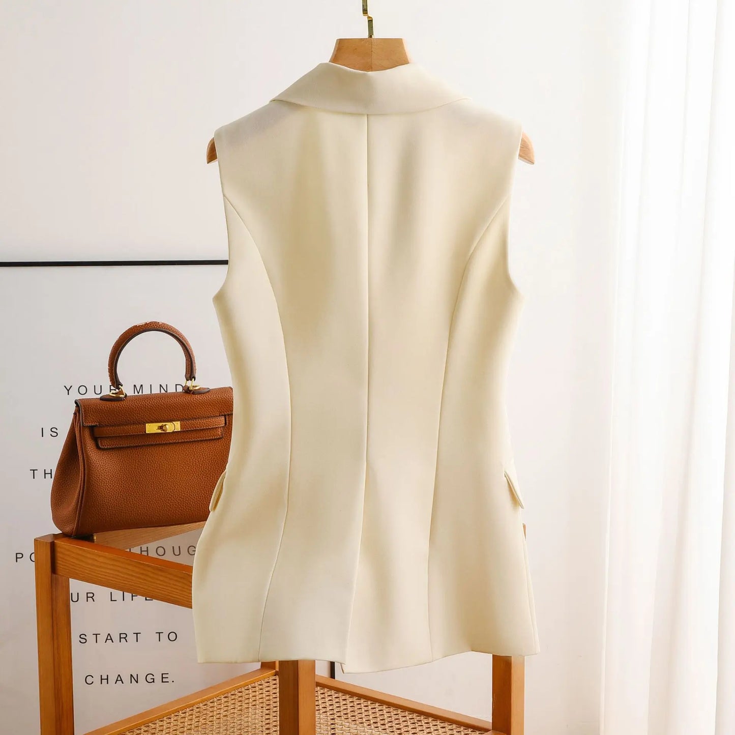 Black Suit Vest Women's Jacket Women's Vest 2025 Summer New Versatile Sweatshirt Collar Suit Jacket Trendy Commuting Vest
