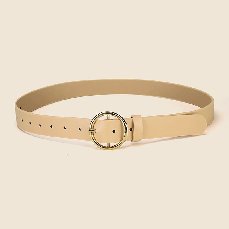 Personalized Women's Round Buckle Belt Paired With Skirt Jeans Belt Accessories Fashion Versatile Women's Birthday Party Gifts