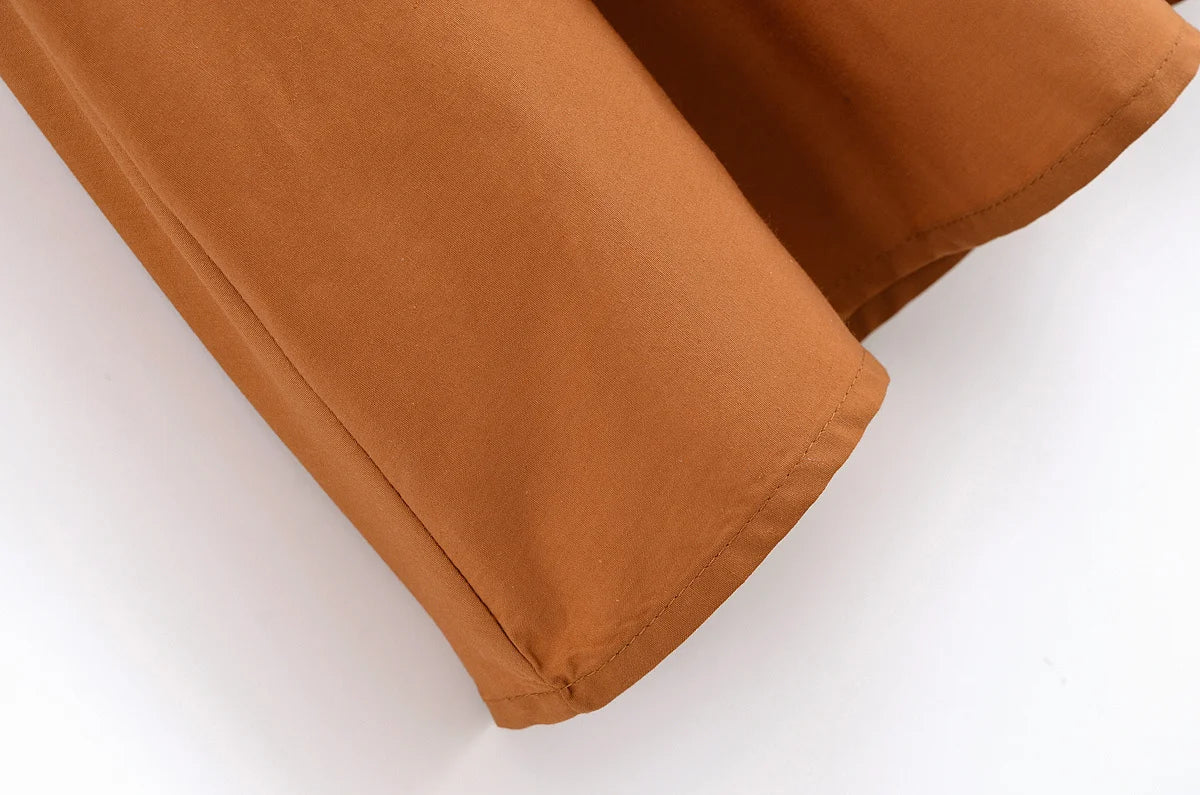 YENKYE Autumn  2025 Women Solid With Belt Long Shirt Dress Vintage Lapel Collar Short Sleeve A-line Casual Dresses Maxi Vestidos