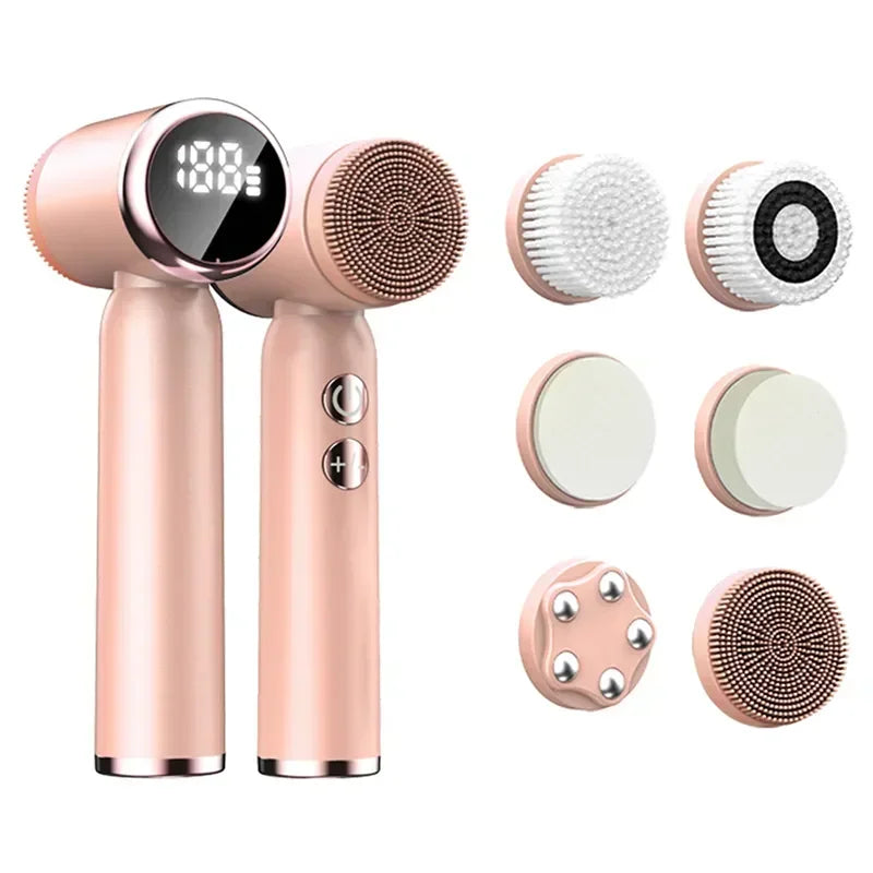IPX6 Waterproof Electric Cleansing Brush 6 In1 Sonic Rotating Deep Cleansing Brush Remove Acne Pore Skin Rejuvenation Beauty