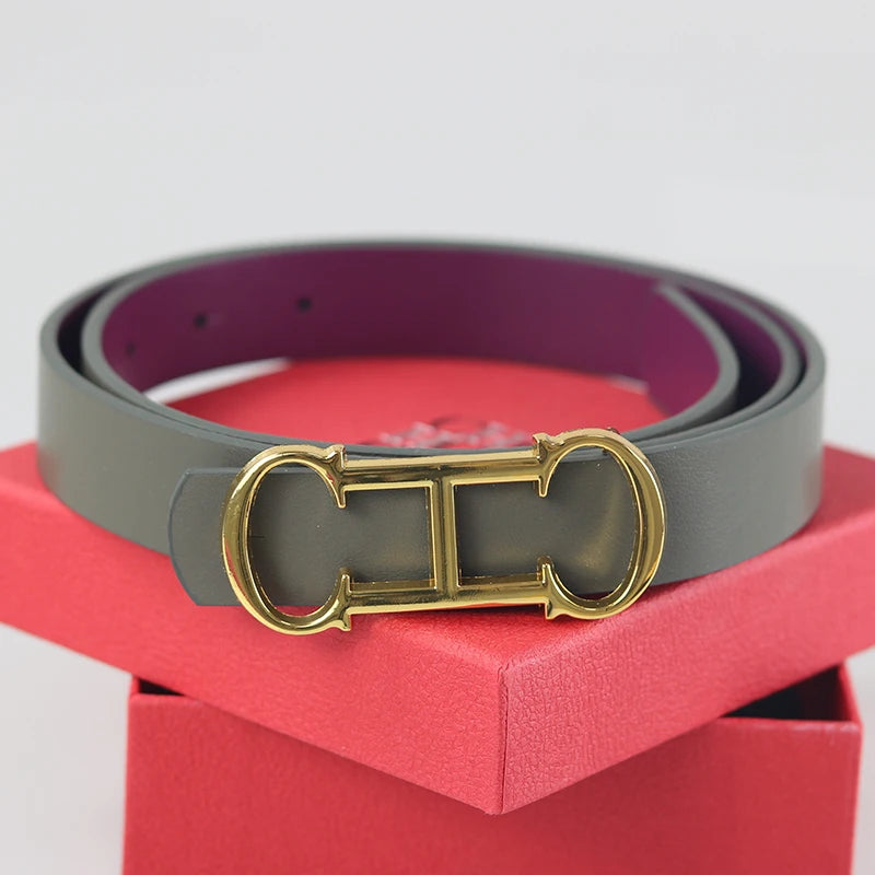CH Fashionable Women's Belt Designer 2025 New PVC Material Length Adjustable Send Perforated Gift Box Package Women's Belt