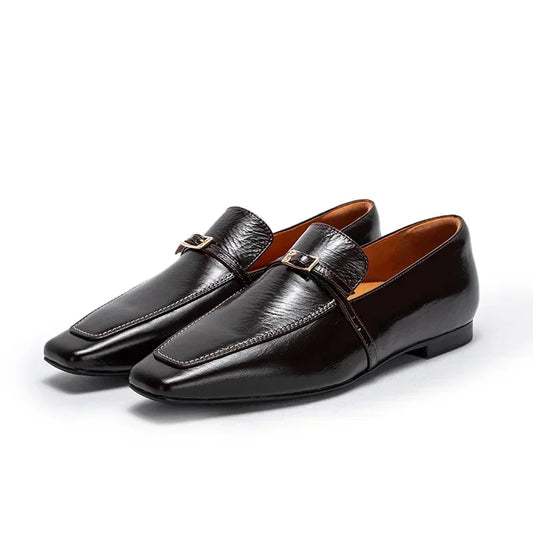 Women Shoes  Luxury Elegant Female Balance Shoes Square Toe Design Casual Ladies Low Heel Soft Soled Leather Shoes