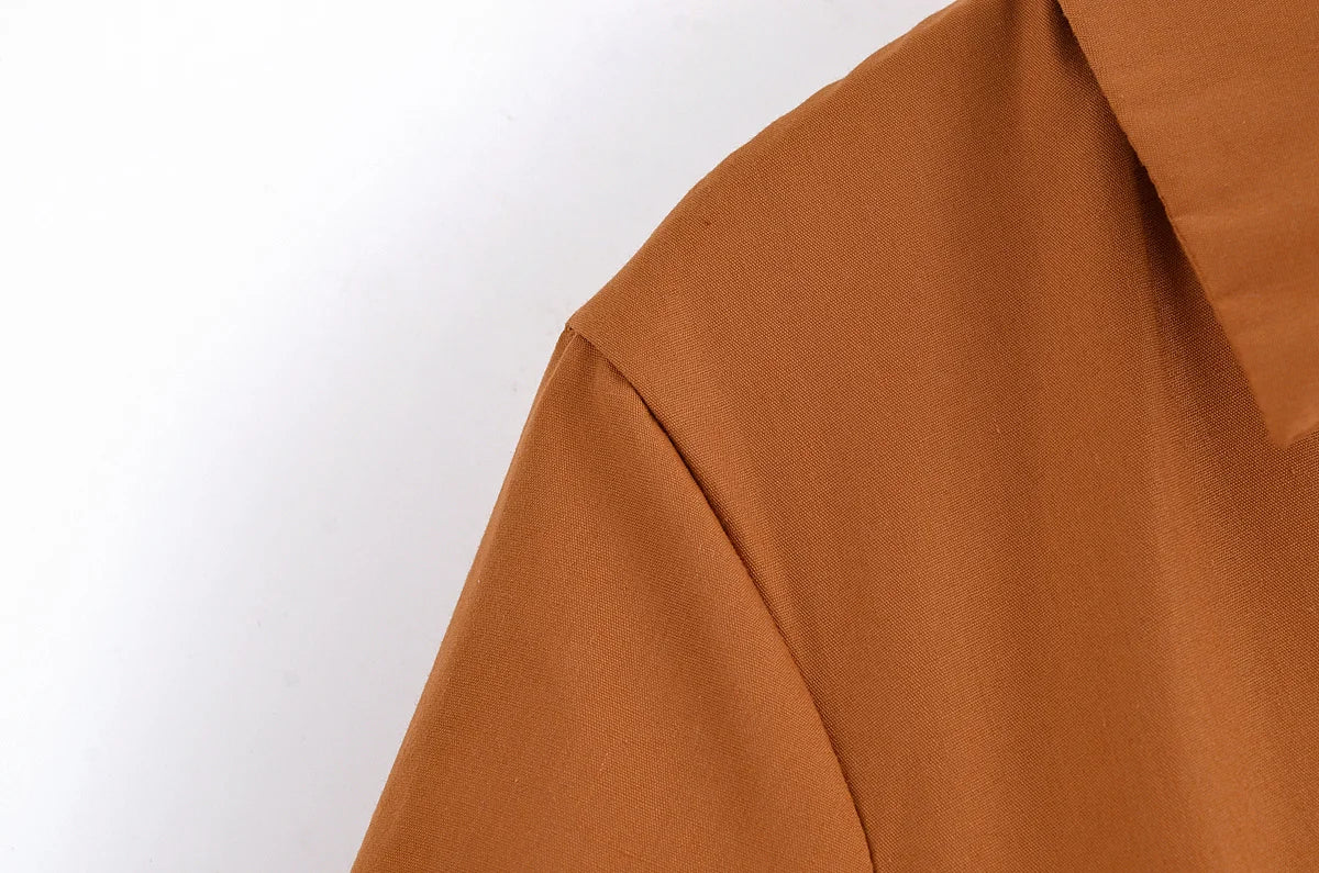 YENKYE Autumn  2025 Women Solid With Belt Long Shirt Dress Vintage Lapel Collar Short Sleeve A-line Casual Dresses Maxi Vestidos