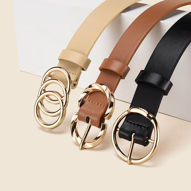 Personalized Women's Round Buckle Belt Paired With Skirt Jeans Belt Accessories Fashion Versatile Women's Birthday Party Gifts