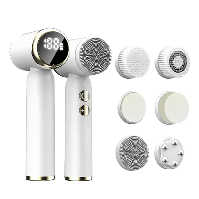 IPX6 Waterproof Electric Cleansing Brush 6 In1 Sonic Rotating Deep Cleansing Brush Remove Acne Pore Skin Rejuvenation Beauty