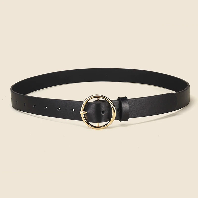 Personalized Women's Round Buckle Belt Paired With Skirt Jeans Belt Accessories Fashion Versatile Women's Birthday Party Gifts