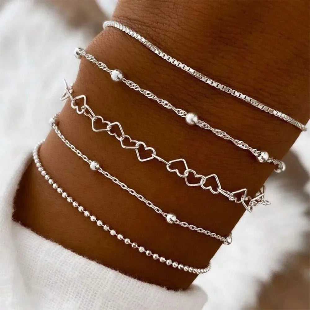 Bracelets for Women Waterproof 14K Gold Plated Jewelry Set for Women Trendy ThinDainty Stackable Cuban Link Paperclip Chain