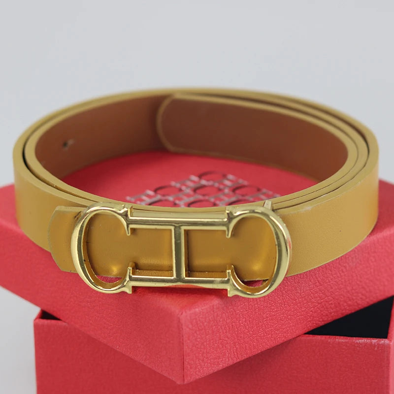 CH Fashionable Women's Belt Designer 2025 New PVC Material Length Adjustable Send Perforated Gift Box Package Women's Belt