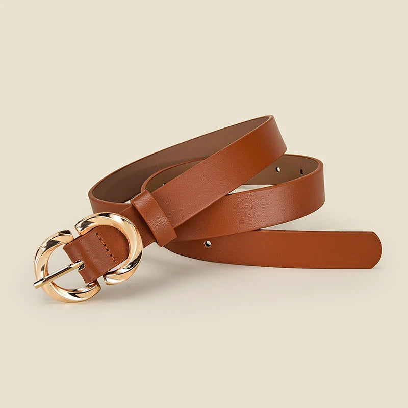 Personalized Women's Round Buckle Belt Paired With Skirt Jeans Belt Accessories Fashion Versatile Women's Birthday Party Gifts