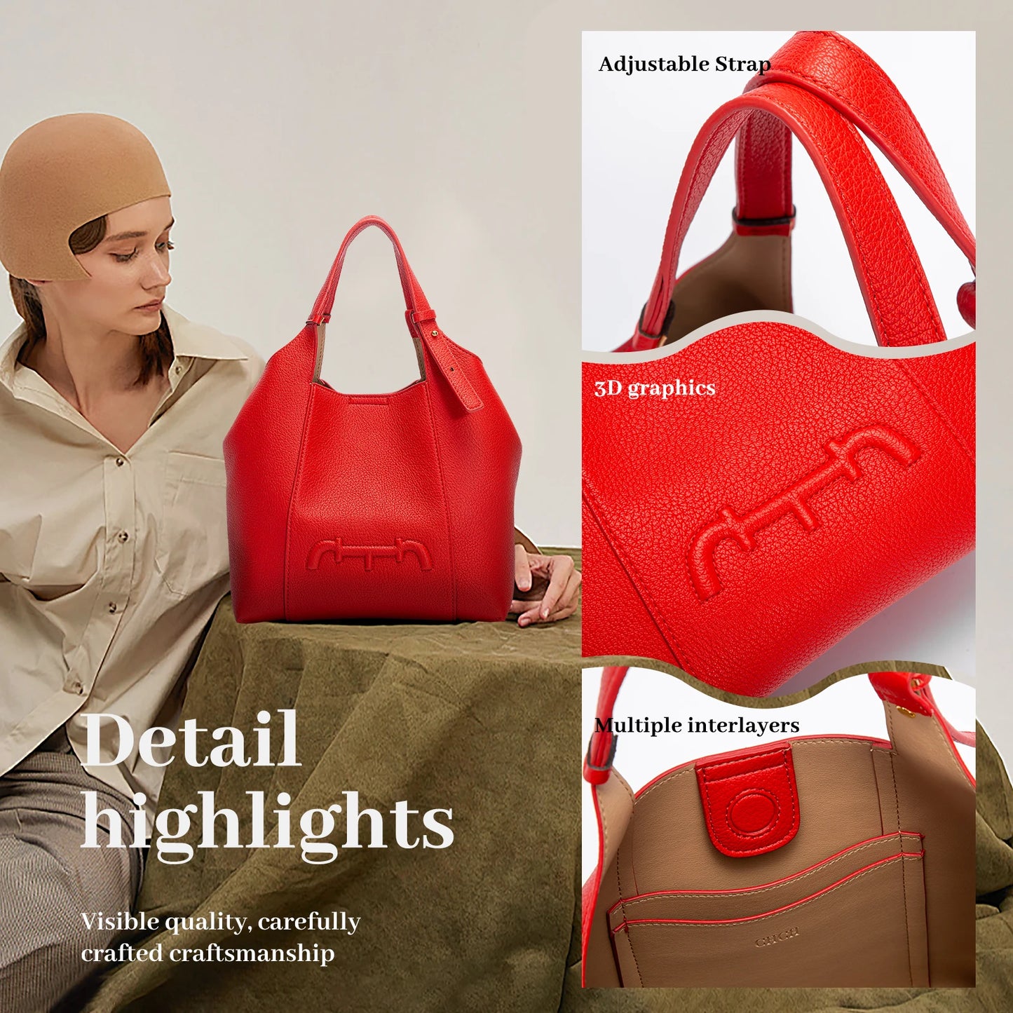 Retro Style Women's New 2024 Solid Color Shoulder Bag Versatile Commuter Women's Large Capacity Handbag