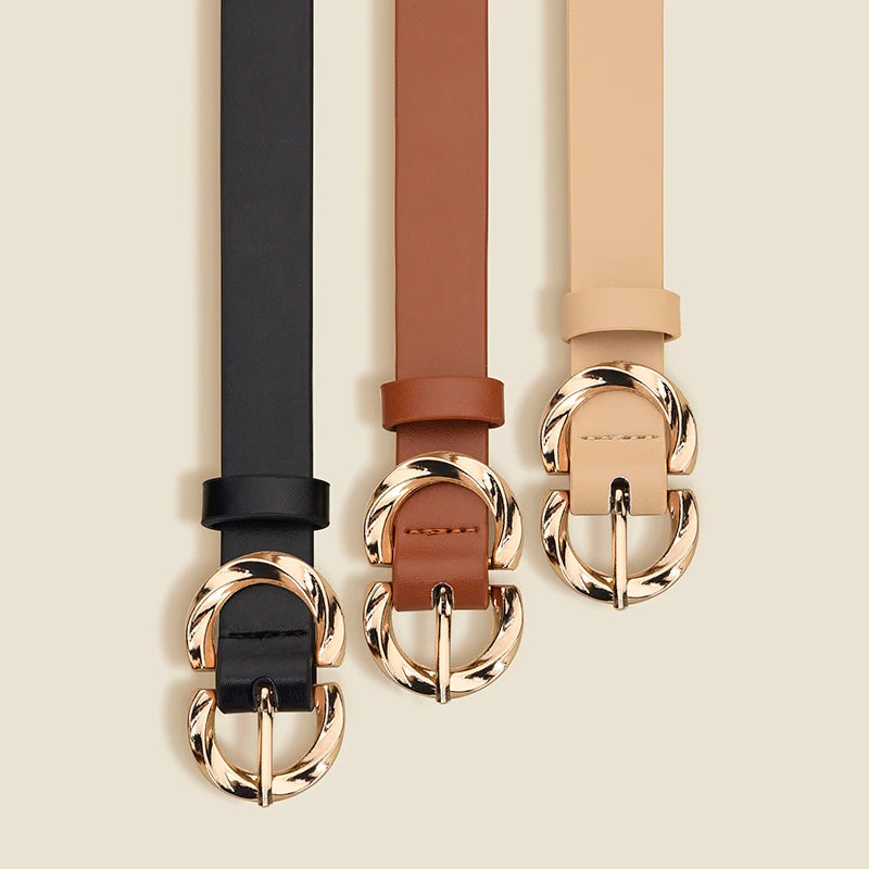 Personalized Women's Round Buckle Belt Paired With Skirt Jeans Belt Accessories Fashion Versatile Women's Birthday Party Gifts