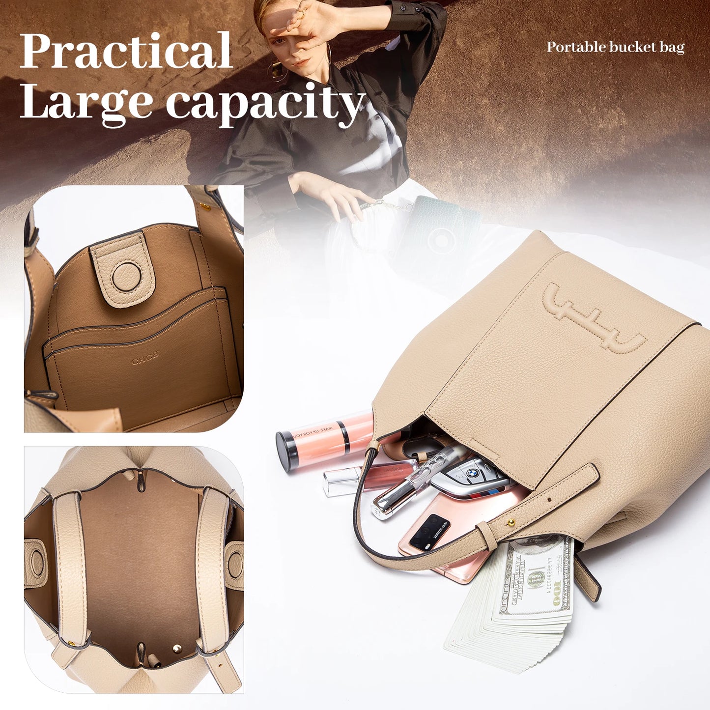 Retro Style Women's New 2024 Solid Color Shoulder Bag Versatile Commuter Women's Large Capacity Handbag