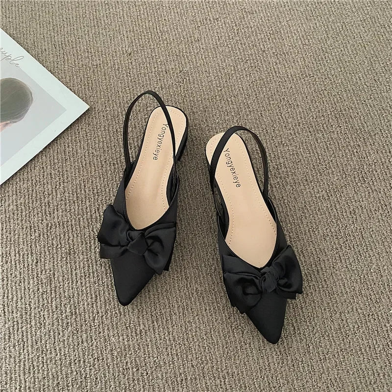 Women's Sandals Fashion Low Heels Sandals Women Shoes Elegant Pointed Straps Fashion Party Pumps Sandalias De Mujer 2023
