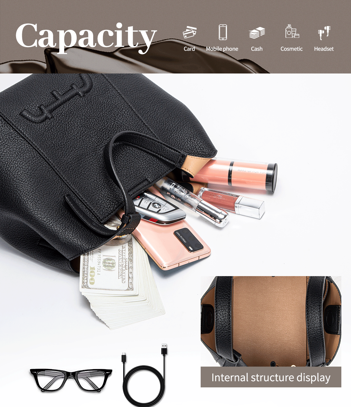 Retro Style Women's New 2024 Solid Color Shoulder Bag Versatile Commuter Women's Large Capacity Handbag