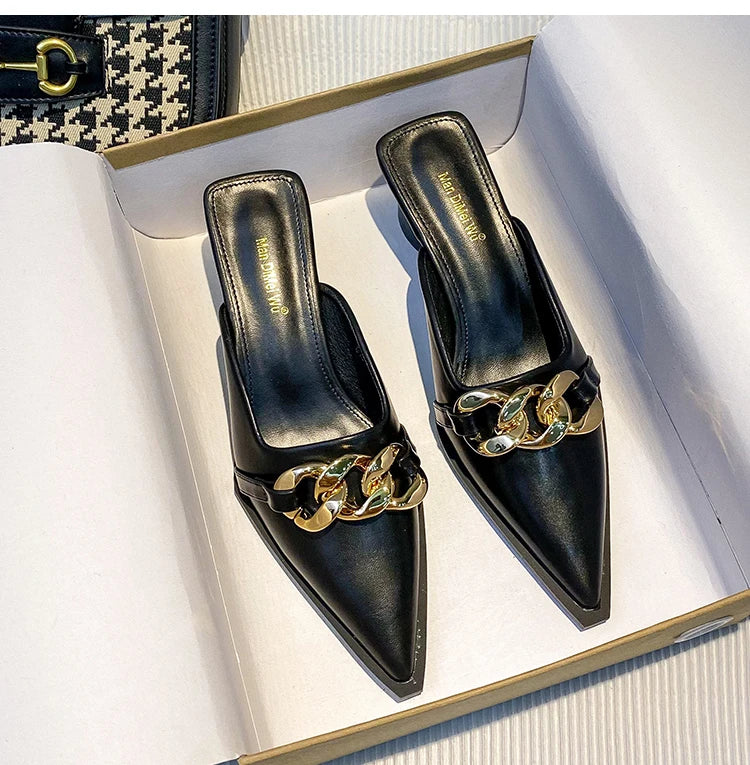 Women's Shoes Closed Toe Women's Slippers Fashion Daily Slippers Women's Metal Embellishments Pointed Toe Flats Women's Shoes