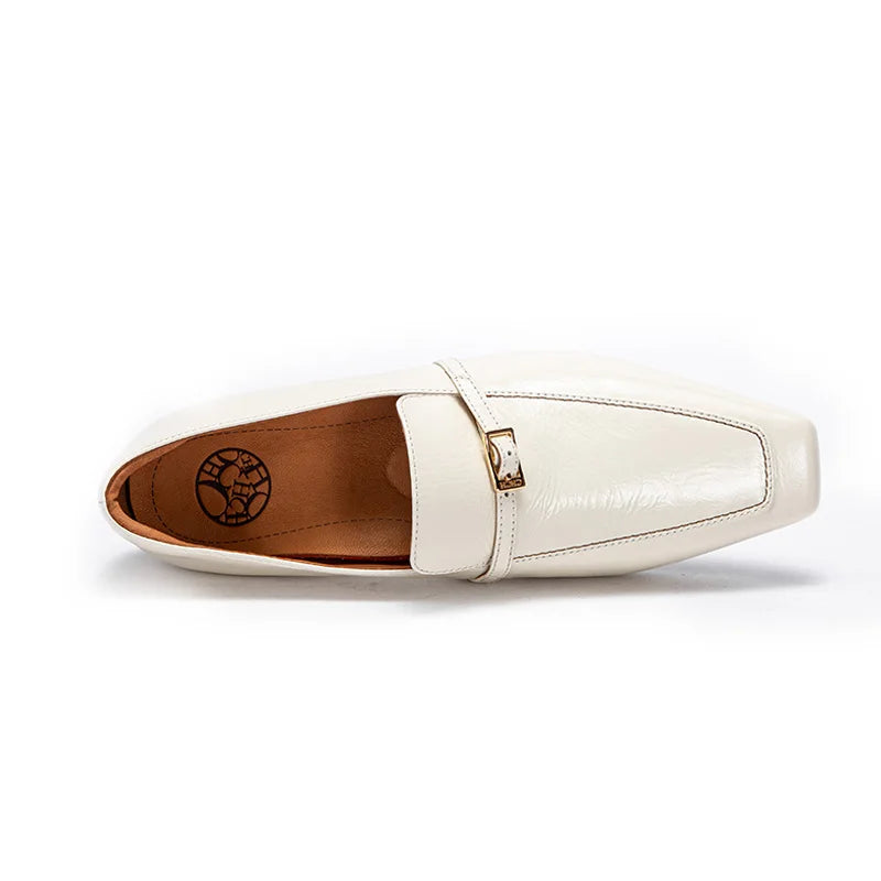 Women Shoes  Luxury Elegant Female Balance Shoes Square Toe Design Casual Ladies Low Heel Soft Soled Leather Shoes