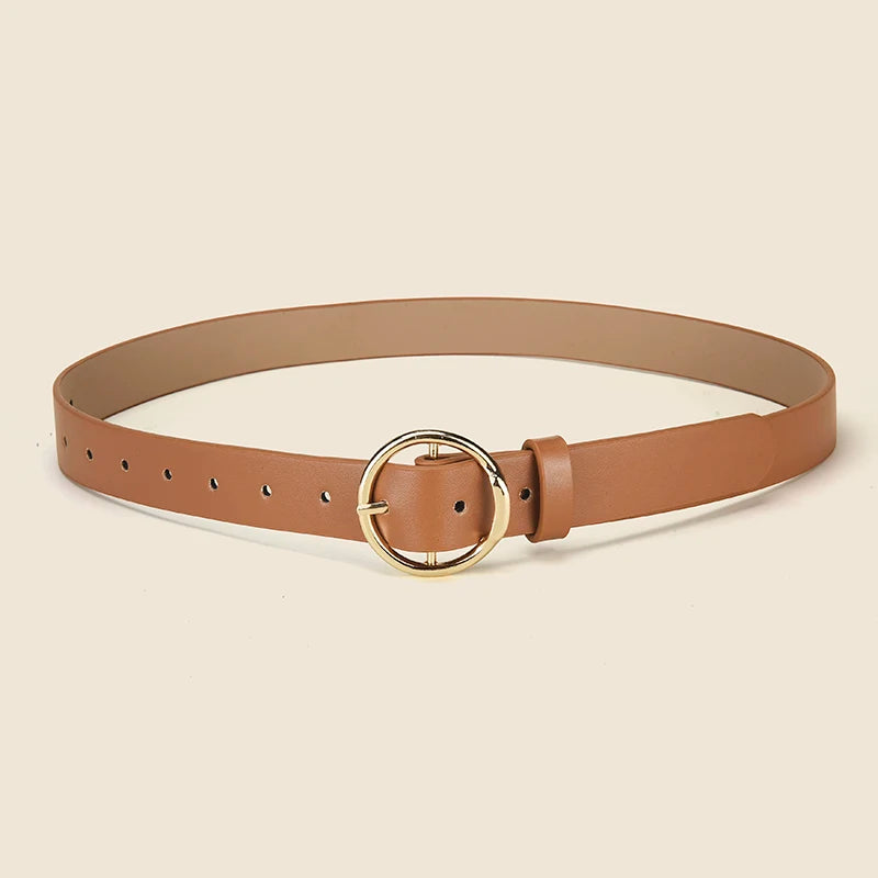 Personalized Women's Round Buckle Belt Paired With Skirt Jeans Belt Accessories Fashion Versatile Women's Birthday Party Gifts