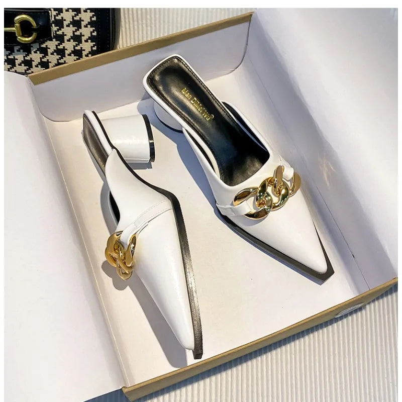 Women's Shoes Closed Toe Women's Slippers Fashion Daily Slippers Women's Metal Embellishments Pointed Toe Flats Women's Shoes