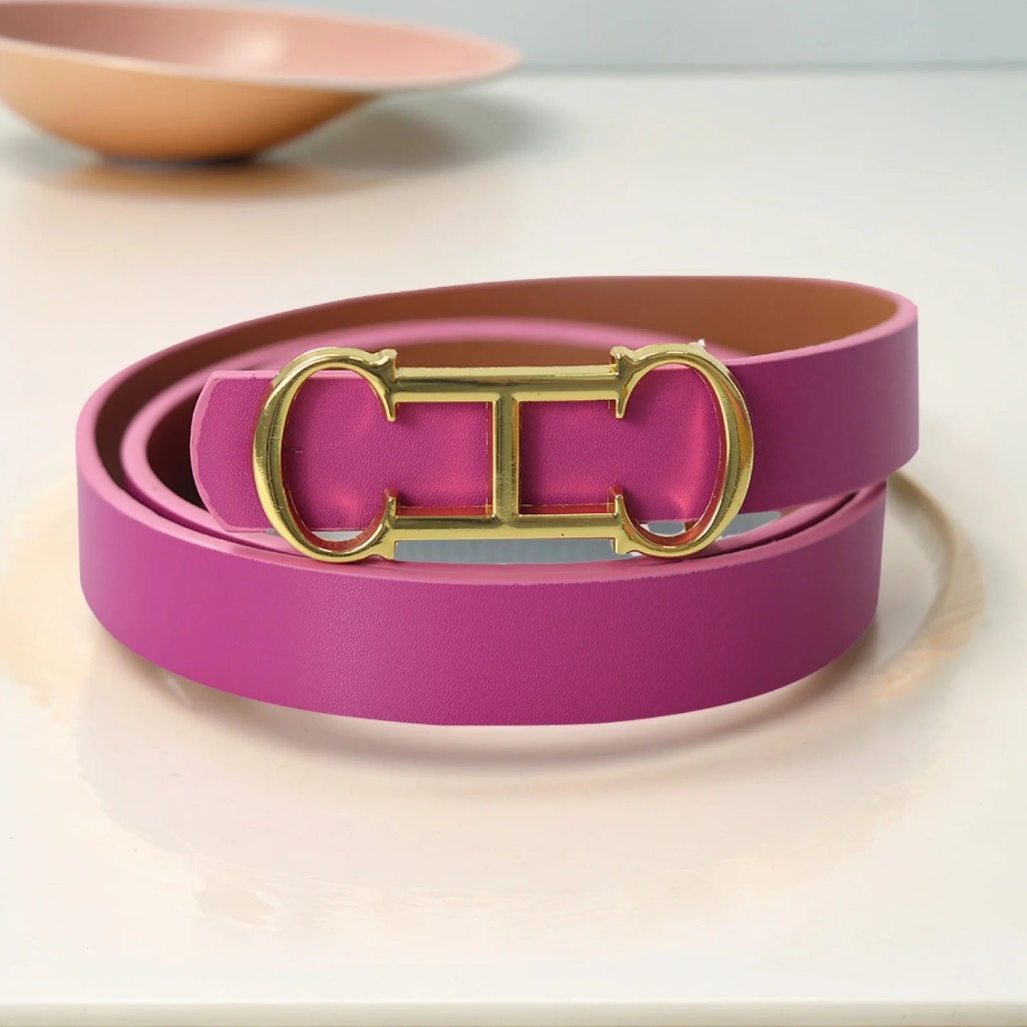 CH Fashionable Women's Belt Designer 2025 New PVC Material Length Adjustable Send Perforated Gift Box Package Women's Belt