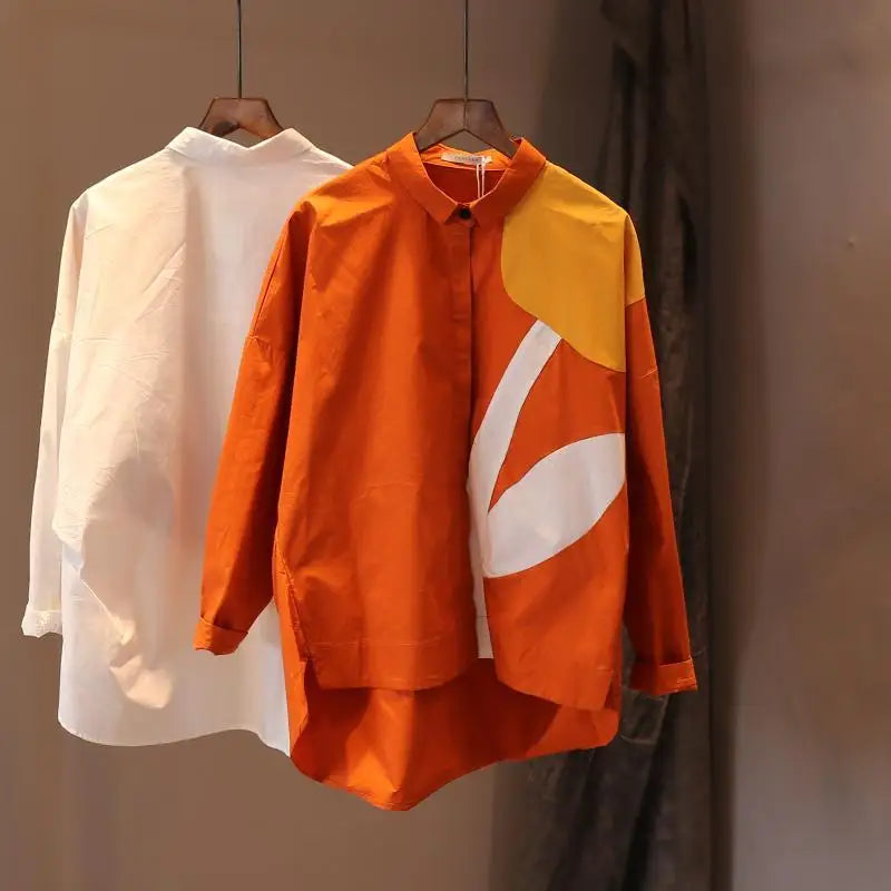 Women's Shirt Fashion Woman Blouses Print Flower Korean Vintage Blusas Female Elegant White Shirts Long Sleeve Tops Clothing