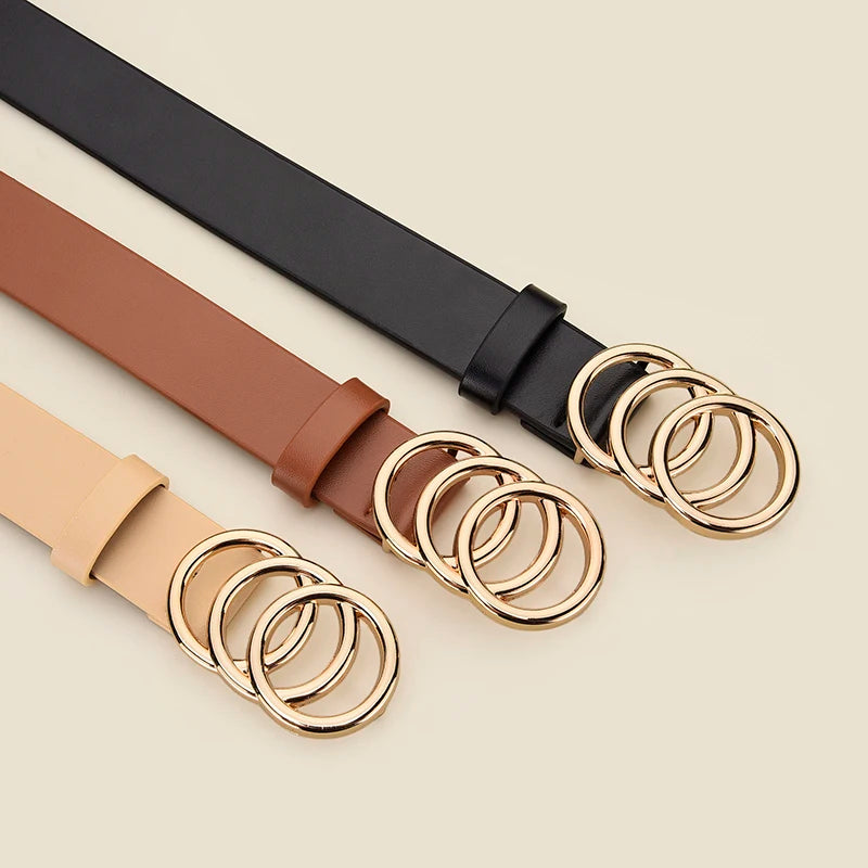Personalized Women's Round Buckle Belt Paired With Skirt Jeans Belt Accessories Fashion Versatile Women's Birthday Party Gifts
