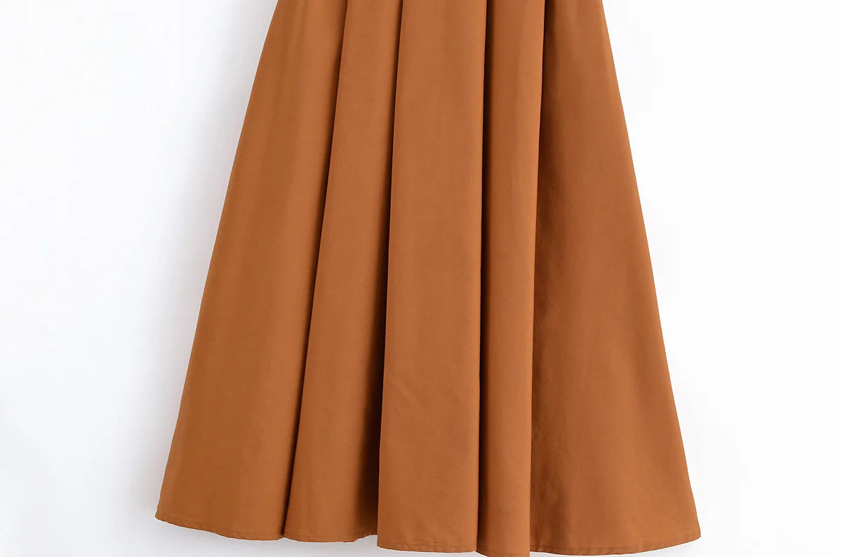 YENKYE Autumn  2025 Women Solid With Belt Long Shirt Dress Vintage Lapel Collar Short Sleeve A-line Casual Dresses Maxi Vestidos